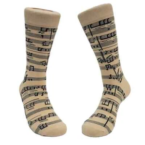 Calze girocollo unisex modello note musicali grandi 10-13 beige calzino panda moda nuove - Foto 1 di 3