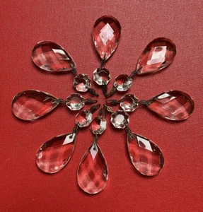 8 Glas Kristalle Tropfen im antiken Stil für Kronleuchter oder Christbaumschmuck - Bild 1 von 7