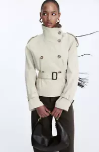 H&M Short Twill Trench Coat For Women (Beige) - Picture 1 of 7