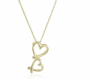 Gold-Plated Sterling Silver Double-Heart Ribbons Pendant Necklace, 16" - Picture 1 of 5