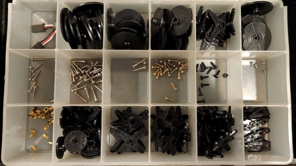 LARGE Lot of Assorted Plastic Servo Arms for RC Airplane/Car/Helicopter w/case - Image 1 of 4