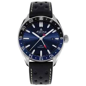 Alpina Men's Swiss Quartz Alpiner Sunray Blue GMT Dial Black Sport Watch 42mm - Picture 1 of 11