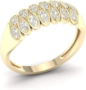 10k Yellow Gold Round Cut 0.08Ct Diamond Wedding Band Ring Size 8 Clarity I2 - Picture 1 of 3