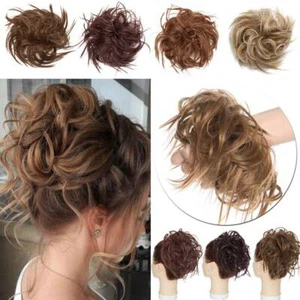 THICK Messy Bun Hair Piece Scrunchie As Human Hair Extension Tousled Updo US - Picture 1 of 28