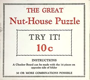 Vintage "The Great Nut-House Puzzle" Checkerboard Puzzle – 14 Pieces – 1930s - Picture 1 of 4