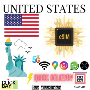 [eSIM] United State Travel e-SIM High-Speed 4G/5G Data for 30 Days (Data only) - Photo 1 sur 7