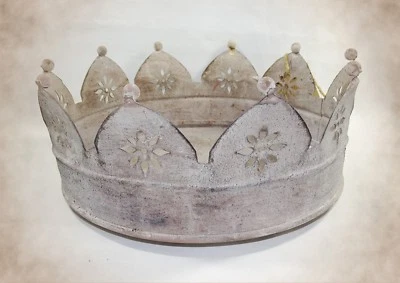 Deko-Tablett "Krone"ArtFerro Metall Ø=25cm Vintage*Kerzentablett*rund*Handarbeit - Bild 1 von 4