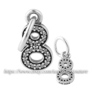 Authentic Sterling Silver Number 8 Pendant Charm 791346CZ - Picture 1 of 1