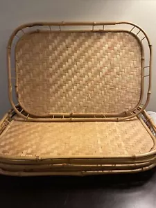 SET OF FIVE BAMBOO TRAYS - Picture 1 of 5
