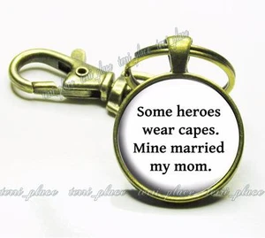 Stepdad Hero Glass Top Key Chain Stepfather Father's Day Gift - Picture 1 of 1