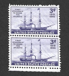 US STAMP 923 PAIR STEAMSHIP SAVANNAH 3 CENT PURPLE 1944 MINT NH OG FREE SHIP - Picture 1 of 1