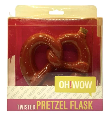 FLASK - TWISTED SALTED PRETZEL FLASK with CORK Flask is Ceramic - NEW old Stock - Image 1 of 4
