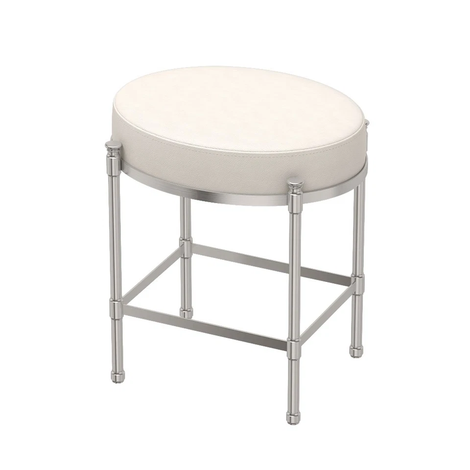 Gatco 1358 19-1/2" Metal Frame Leather Cushion Vanity Stool - Nickel - Image 1 of 1