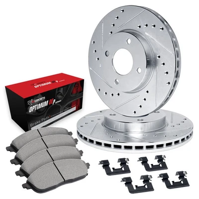 For Volkswagen Jetta 88-98 Drilled & Slotted Front Brake Kit w Optimum Pads Foto 1 de 3
