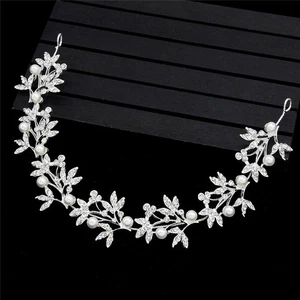 Silver Bendable Pearl Crystal Bridal Hair Vine Wedding Headband Hair Accessory - Picture 1 of 5