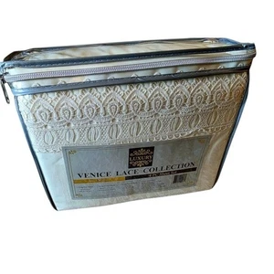 Juego de sábanas LuxuryvVenice Lace Collection crema 4 piezas juego de sábanas tamaño king nuevo - Imagen 1 de 4