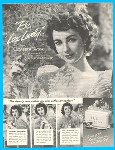 Elizabeth Taylor movie star Hollywood celebrity Lux soap vintage print ad 1951 - Picture 1 of 3