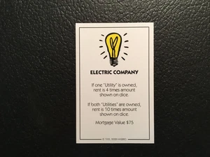 Monopoly  2008  ELECTRIC COMPANY  Title Deed Card  Replacement Game Piece - Picture 1 of 3
