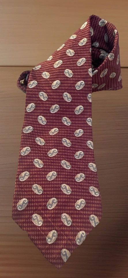 Corbata para hombre BUGATTI 100 % seda italiana diseñador geométrica borgoña/bronceado/gris Foto 1 de 4