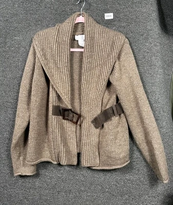 Soft Surroundings Knit Cardigan Sweater Women's Size L Brown Long Sleeve Belted - Image 1 of 4
