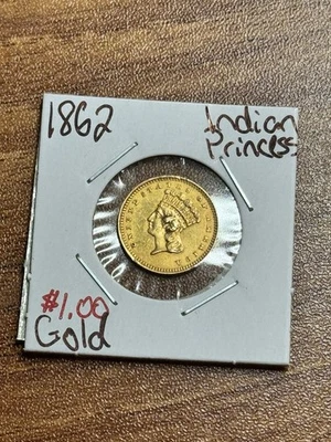 1862 $1 One Dollar Indian Princess Head U.S. Gold Type Coin (Raw18117) - Image 1 of 2