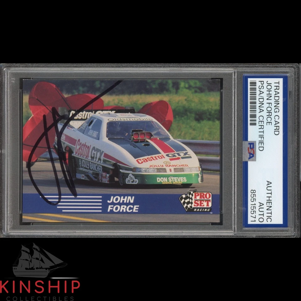 John Force signed 1991 Pro Set Trading Card PSA DNA Slab BHRA Racing Auto C4710 - Image 1 of 1