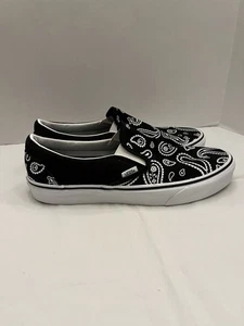 Vans Classic Slip On Peace Paisley Bandana Black/White Men's Shoes Size 11 - Picture 1 of 9
