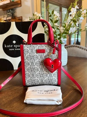 KATE SPADE KEY TO MY HEART SPADE FLOWER MANHATTAN MINI TOTE W/DUSTBAG NWT $248 - Image 1 of 4