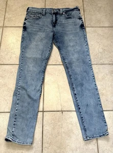 Jeans skinny True Religion Rocco SN patta W32xL30 blu stone wash uomo Lo Rise - Foto 1 di 11