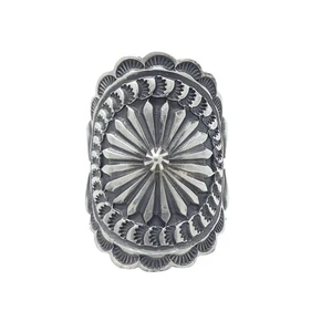 Anillo Andy Cadman Navajo Plata Esterlina Grande Estilo Concho Banda Montura Ancha - Imagen 1 de 8