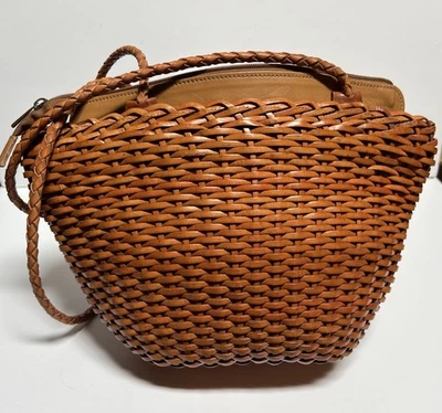 Vintage Ellepi Handmade Woven Leather Italian Large Basket Shoulder Bag - Image 1 of 4
