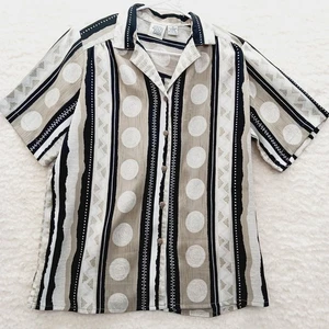 Camicetta taglia 14 righe a pois ufficio vacanze resort tutti i giorni casual tempo libero Wimsy - Foto 1 di 12