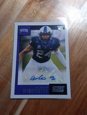 Ar'Darius Washington 2021 Panini Chronicles Score #SA-ADW Auto RC TCU - Image 1 of 2