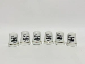 Set of 6 Porcelain Thimbles, Toledo Ohio Proud Souvenirs - Picture 1 of 10