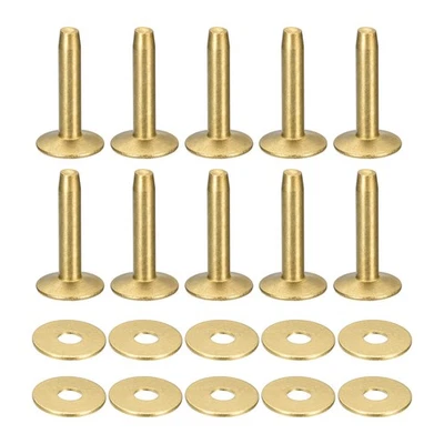 10 Set Ottone Rivetti e Sbavature,9x3.3x21mm Ottone Rivetto Chiusura,Oro Tono - Immagine 1 di 4