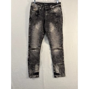 BB Black Premium Herren Skinny Flex Moto Jeans Distressed Black Wash 28x30 #1679 - Bild 1 von 9