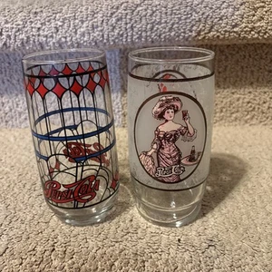 2 Vintage Pepsi-Cola 12oz Glasses Tumbler Drinking Glass Cup - Picture 1 of 3