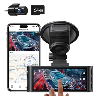 REDTIGER 4K Dash Cam Front and Rear, F7N Touch Screen 3.18 Inch, Free 64GB Card - Image 1 of 4
