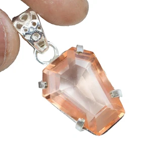 Natural 24.28 Ct Padparadscha Sapphire Fancy Gemstone 925 Solid Silver Pendant - Picture 1 of 7