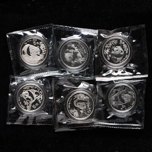 Original Mint - 6 Pcs 1993 - 1998 China 5 Yuan 1/2 oz Panda Silver Coin - Picture 1 of 2
