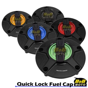 BLACK FCR Quick Lock Fuel Cap For Yamaha YZF R1  98-19 18 17 16 15 14 13 12 11 - Picture 1 of 9