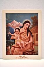Vintage Lithograph Print Shakuntala With Her Son Bharat Calendar Art Hindu Mytho