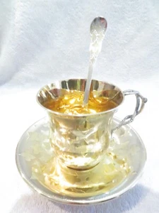 Magnificent 19th c French 950 gilded silver hot chocolate cup C Tonnelier - Picture 1 of 12