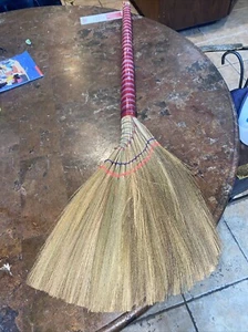 Vietnamese soft fan straw broom w/ plastic wrap straw handle - Picture 1 of 3