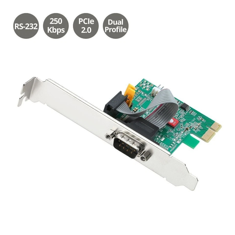 SIIG DP Cyber Rs-232 1s PCIe Card 250kbps JJE20611S1