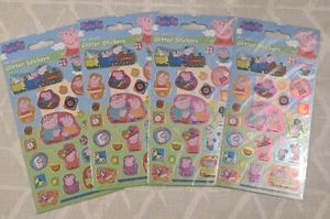 Peppa Pig - 4 x glitter foil Sticker Sheets Kids Party Fun Re-usable Stickers - Picture 1 of 8