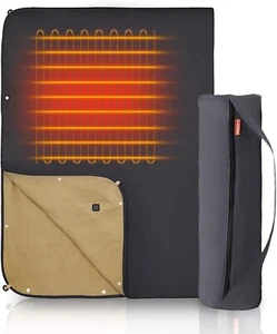 Portable Heated Blanket Battery Operated for 40" x 55", Black  - Picture 1 of 7