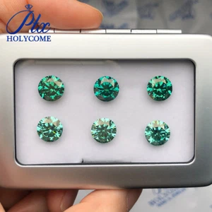 Rund Brillant Schnitt Lose Moissanit Grün Natürlich Farbe VVS1 GRA Edelstein - Imagen 1 de 13