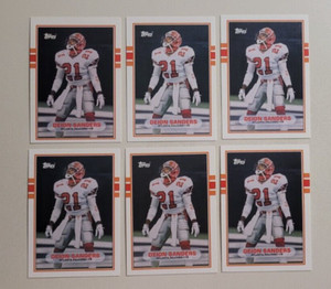 ♨️ (6) Deion Sanders 1989 Topps #30T Traded SP Rookie Cards♨️