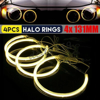 4X 131mm CCFL Angel Eyes 12V Halo Standlicht Ringe Scheinwerfer Gelb Für BMW E46 - Bild 1 von 4
